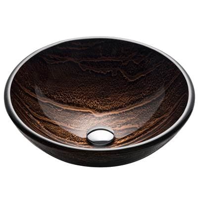 Kraus Nature Seriese Round Brown Glass Vessel Bathroom Sink, 17 Inch by Kraus
