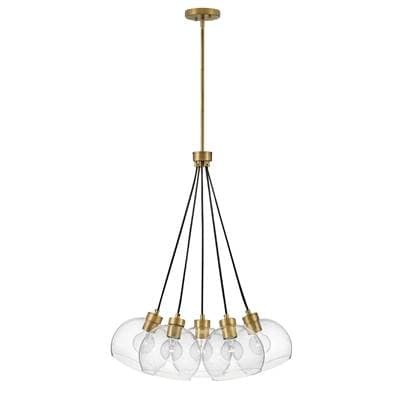 Lark Five Light Pendant - Lacquered Brass by Lark