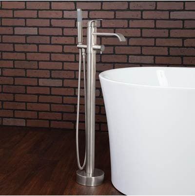 Maidstone Contemporary High Flow Freestanding Gooseneck Tub Faucet - Brushed Brass by Maidstone