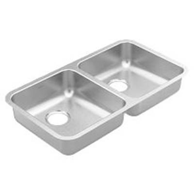 32''x18'' stainless steel 20 gauge double bowl sink by Moen