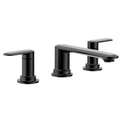 Matte black two-handle roman tub faucet by Moen