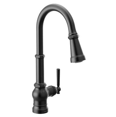 Moen Paterson One-Handle Pull-down Kitchen Faucet with Power Boost, Includes Interchangeable Handle, Matte Black by Moen