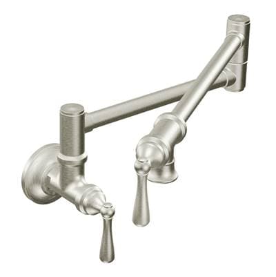 Moen Traditional Wall Mount Swing Arm Folding Pot Filler Kitchen Faucet, Spot Resist Stainless by Moen