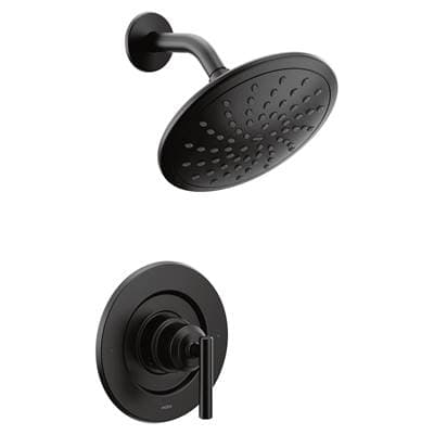 Moen Gibson Posi-Temp Pressure Balancing Modern Shower Only Trim with 8-Inch Eco-Performance Rainshower, Valve Required, Matte Black by Moen