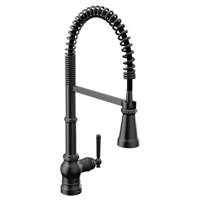 Paterson One Handle Pre-Rinse Spring Pulldown Kitchen Faucet with Power Boost, Matte Black by Moen