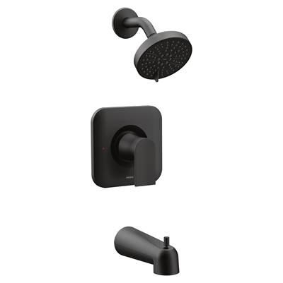 Genta LX Posi-Temp Pressure Balancing Eco-Performance Modern Tub and Shower Trim, Valve Required, Matte Black by Moen