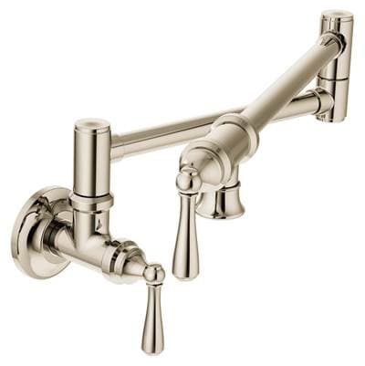 Moen Traditional Wall Mount Swing Arm Folding Pot Filler Kitchen Faucet, Polished Nickel by Moen