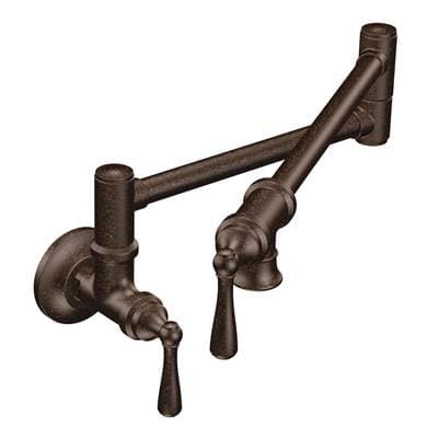 Moen Traditional Wall Mount Swing Arm Folding Pot Filler Kitchen Faucet, Oil-Rubbed Bronze - Oil Rubbed Bronze by Moen