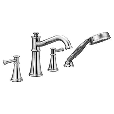 Moen Belfield 2-Handle Deck-Mount Roman Tub Faucet with Handshower in Chrome (Valve Sold Separately)