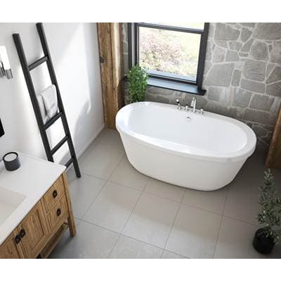 Maax Jazz F 66 X 36 Acrylic Freestanding Center Drain Bathtub in White with White Skirt by Maax