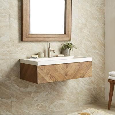 36'' Chardonnay Floating Vanity with NativeStone Trough in Pearl by Native Trails