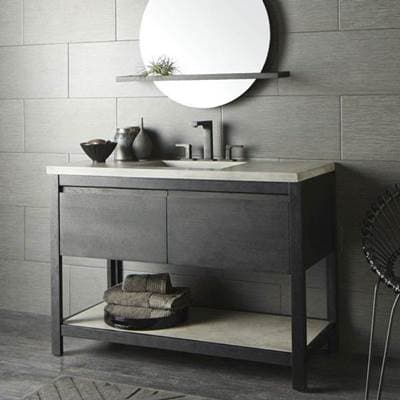 Native Trails 48'' Solace Vanity Base in Sunrise Oak with Palomar Vanity Top and Sink in Ash by Native Trails
