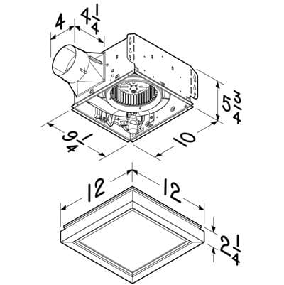Broan Nutone Nutone 110 CFM Decorative Exhaust Fan, Square Flat Panel LED Light W/ Easy Change... by Broan Nutone