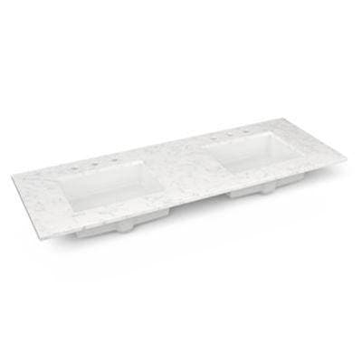 Robern Engineered Stone Vanity Top, 61'' X 22'' X 3/4'', Double Undercounter Sink, Lyra, Single Hole by Robern
