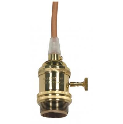 Polished Brass 4 Pc Solid Brass On/Off T/k Socket by Satco