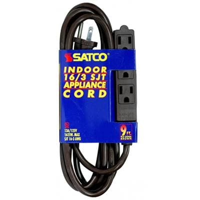 Satco 9 Ft 16/3 Sjt Brown 3 Wire Grd by Satco