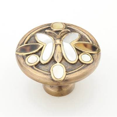 Schaub and Company Heirloom Treasures,solid Brass Knob,1-1/2'' Dia with Tiger Penshell and White... by Schaub And Company