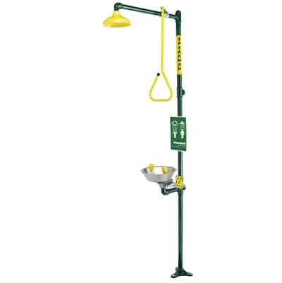 Speakman Traditional Series Combination Emergency Station with Stainless Steel Bowl Eyewash with Scald Proof Valve and Hand & Foot Activator - Durajade Powder Coat by Speakman