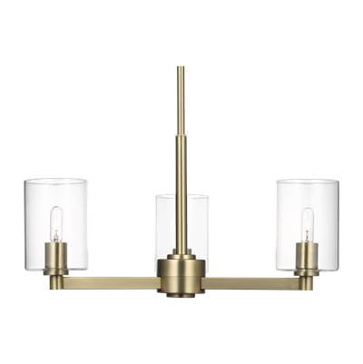 Visual Comfort Studio Collection Fullton 3-Light Chandelier in Satin Brass with Clear Glass... by Visual Comfort Studio Collection