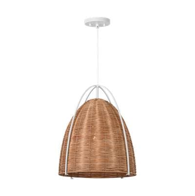 Visual Comfort Studio Collection Norman Large Pendant in Matte White with Blonde Rattan - Matte... by Visual Comfort Studio Collection