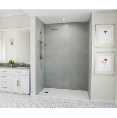 TSMK96-3462 34 x 62 x 96 Swanstone Traditional Subway Tile Glue up Shower Wall Kit in Ash Gray by Swan