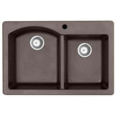 Swan Qzdb-3322 22 X 33 Granite Drop in Double Bowl Sink - Espresso