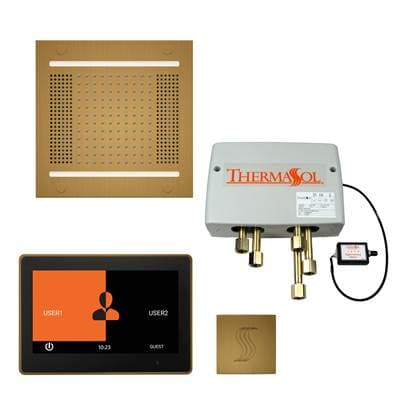 Thermasol the Total Wellness Hydrovive14 Package with 10'' Thermatouch Square - Antique Brass by ThermaSol