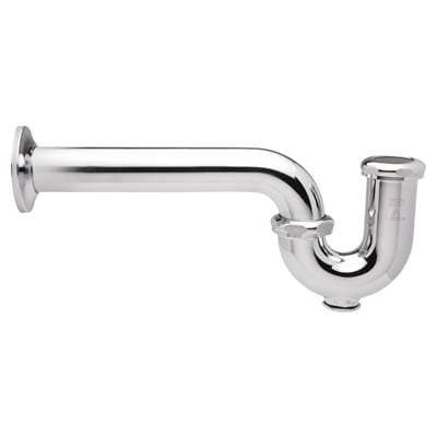 Zurnindustries P-trap with Wall Bend and Cleanout, 1 1/4'' Inlet, 1 1/2'' Outlet, 17 Gauge, Brass...