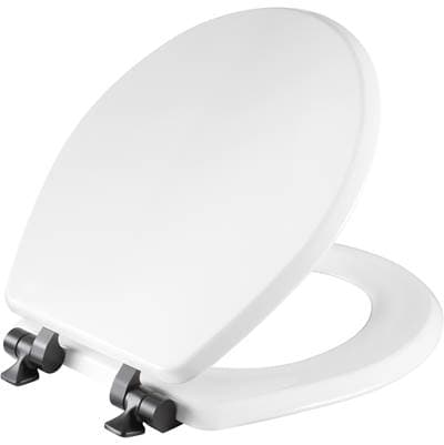 26MBSL Mayfair by Bemis Benton Round Enameled Wood White Featuring Stay-Tite Seat Fastening System and Whisper-Close with Metal Matte Black Hinges by Bemis