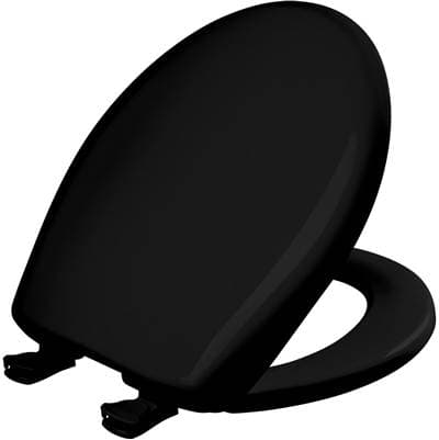200SLOWT Bemis Classic Colors Round Plastic Toilet Seat in Black Featuring Stay-Tite Seat Fastening System, Whisper-Close, and Easy-Clean by Bemis