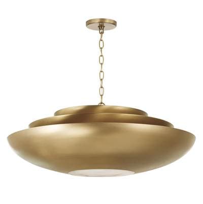 29.5'' W x 11.5'' H 1-Light Modern Tiered Bowl Pendant in Aged Brass with Real Alabaster Diffuser by Capital Lighting