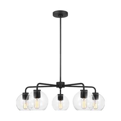 Orley Transitional Indoor Dimmable 5-Light Chandelier In A Midnight Black Finish And Clear Glass Shades by Generation Lighting