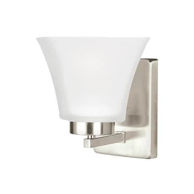 Bayfield Contemporary 1-Light Led Indoor Dimmable Bath Vanity Wall Sconce In Brushed Nickel Silver Finish With Satin Etched Glass Shade by Generation Lighting