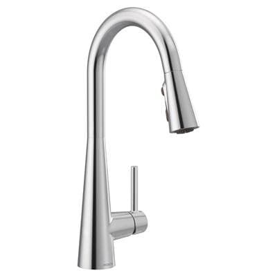 Sleek One-Handle High Arc Pulldown Kitchen Faucet Featuring Power Boost, Chrome by Moen