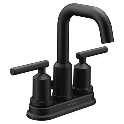 Gibson Two-Handle Centerset High Arc Modern Bathroom Faucet with Drain Assembly, Matte Black by Moen