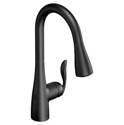 Arbor Motionsense Wave Sensor Touchless One-Handle Pulldown Kitchen Faucet Featuring Power Clean, Matte Black by Moen