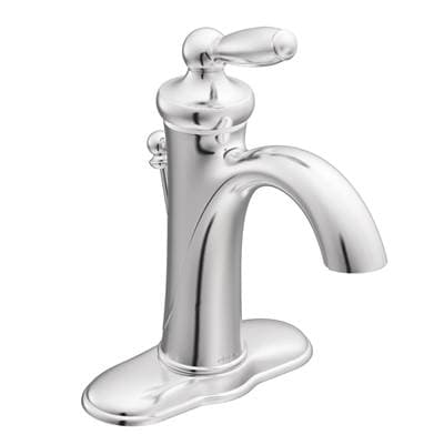 Brantford One-Handle Traditional Bathroom Sink Faucet with Available Vessel Sink Extension Kit, Chrome by Moen
