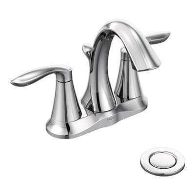Eva Two-Handle Centerset Bathroom Sink Faucet with Drain Assembly, Chrome by Moen