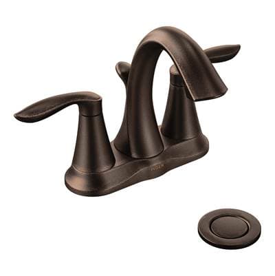 Eva Two-Handle Centerset Lavatory Faucet with Drain Assembly, Oil-Rubbed Bronze by Moen