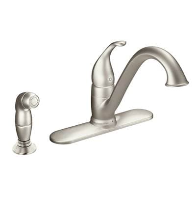Camerist One-Handle Low Arc Kitchen Faucet with Side Spray, Spot Resist Stainless by Moen