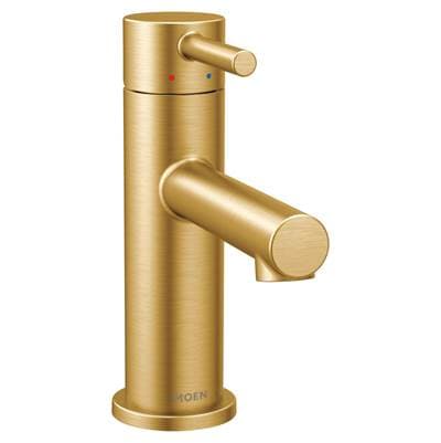 Align One-Handle Modern Bathroom Faucet with Drain Assembly and Optional Deckplate, Brushed Gold by Moen