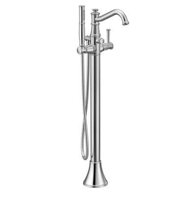 Belfield One-Handle Freestanding Floor Mount Tub Filler with Handshower, Chrome by Moen