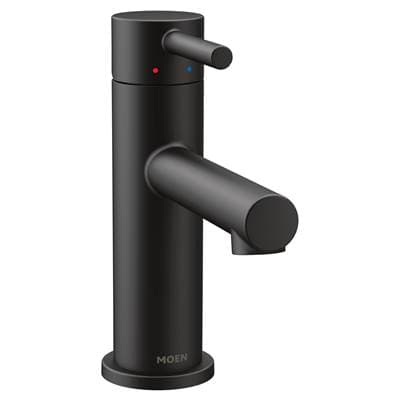 Align One-Handle Modern Bathroom Faucet with Drain Assembly and Optional Deckplate, Matte Black by Moen