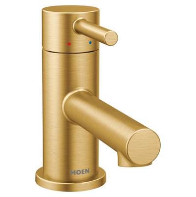 Align One-Handle Single Hole Low Profile Modern Bathroom Faucet with Drain Assembly, Brushed Gold by Moen
