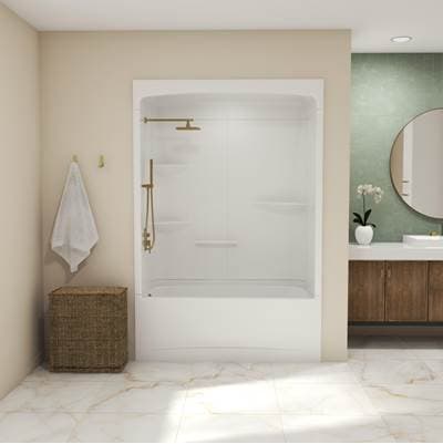 Allia TSR-6032 Acrylic Alcove Left-Hand Drain Three-Piece Tub Shower in White by Maax