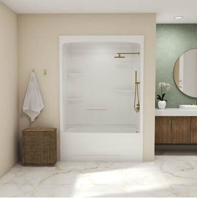 Allia TSR-6032 Acrylic Alcove Right-Hand Drain Three-Piece Tub Shower in White by Maax