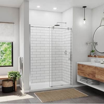 Ibiza 57-59 x 78 in. 8mm Sliding Shower Door for Alcove Installation with Clear glass in Chrome by Maax