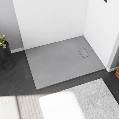 Stonea 4832 Solid Surface Universal Shower Base in Grey with End Drain by Maax