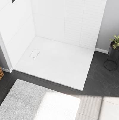 Stonea 4836 Solid Surface Universal Shower Base in White with End Drain by Maax