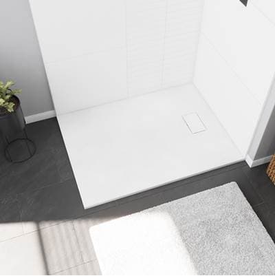 Stonea 4832 Solid Surface Universal Shower Base in White with End Drain by Maax